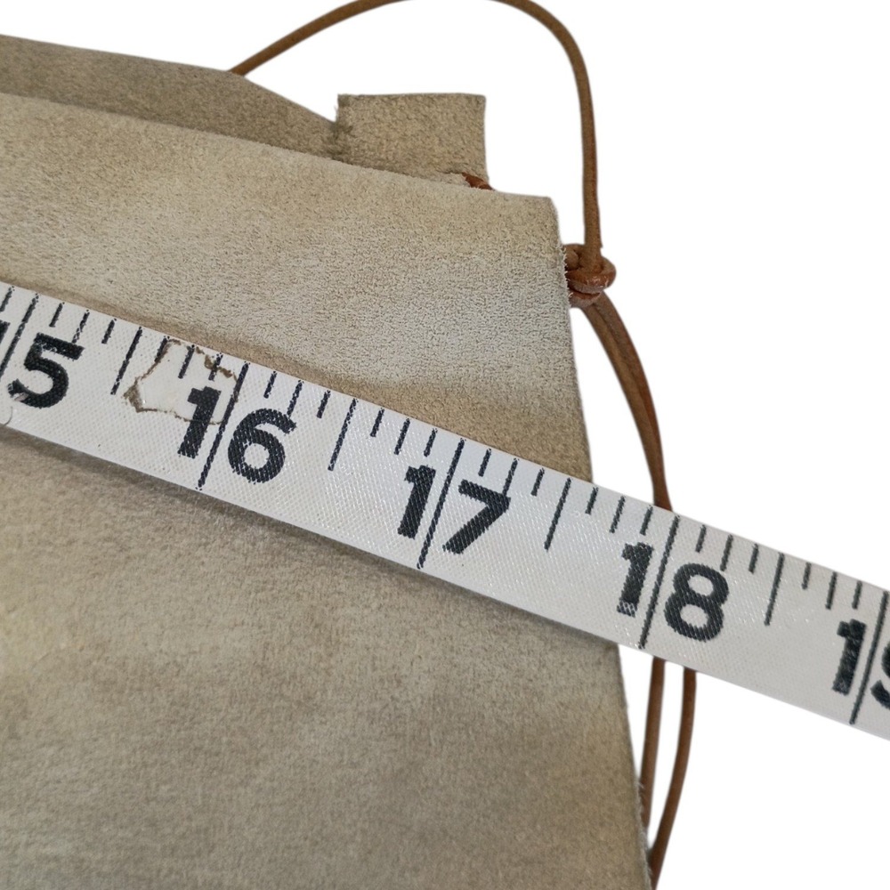 Handmade Suede Leather Wrap Skirt Cowrie Shell Whipstitch Scalloped Tan Boho - Picture 10 of 11
